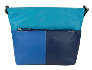 Franco Bonini 112 Leather Zip-Top Shoulder Bag – Blue Multi