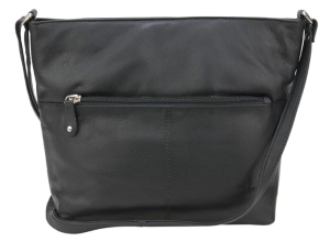 Franco Bonini 112 Leather Zip-Top Shoulder Bag – Black