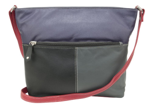 Franco Bonini 112 Leather Zip-Top Shoulder Bag – Black Multi