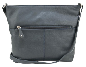 Franco Bonini 112 Leather Zip-Top Shoulder Bag – Navy