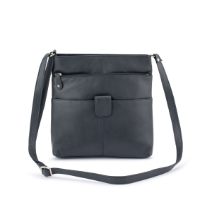 Franco Bonini 1300 Soft Leather Zip-Top Shoulder/Crossbody Bag – Navy