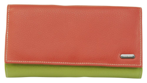 Franco Bonini 4206 RFID Soft Leather Flap Wallet with 16 Card Slots – Orange Multi