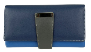 Franco Bonini 4207 RFID Soft Leather Flap Wallet with 20 Card Slots – Blue Multi
