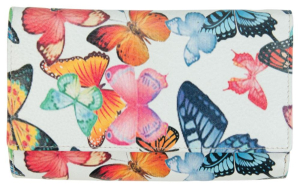 Franco Bonini 2902 Soft Leather RFID Wallet with 19 Card Slots – Butterfly Print