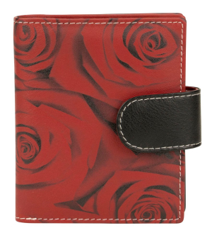 Franco Bonini 2905 RFID Soft Leather Small Wallet with Coin Pocket – Rose Print
