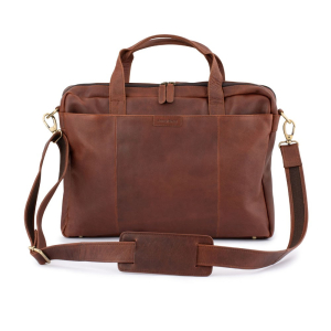 Franco Bonini 15-0024BFK Rugged Leather Laptop Satchel – Brown