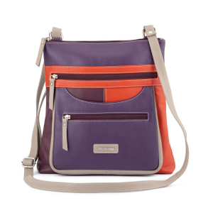Franco Bonini 21-0023 Soft Leather Shoulder/Crossbody Bag – Purple Multi