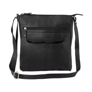 Franco Bonini 4557 Soft Leather Slim Shoulder Crossbody Bag – Black