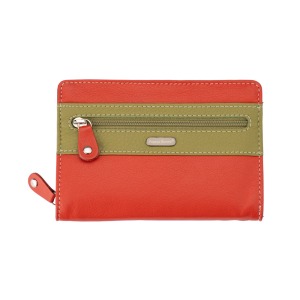Franco Bonini 1814 Orange Multi Leather RFID Zip Around Ladies Wallet